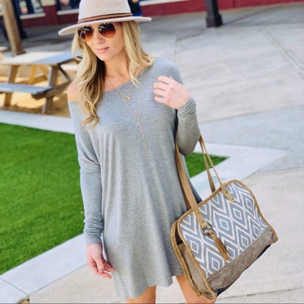NWT Let's Chill Tunic Dress-Heather Gray - Picture 6 of 7